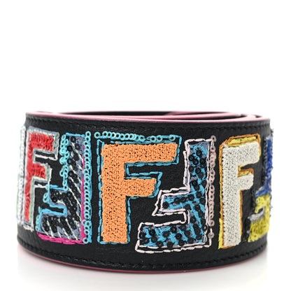 Fendi Calfskin Sequin Fun Fair Strap You Black Multicolor 2 of 6