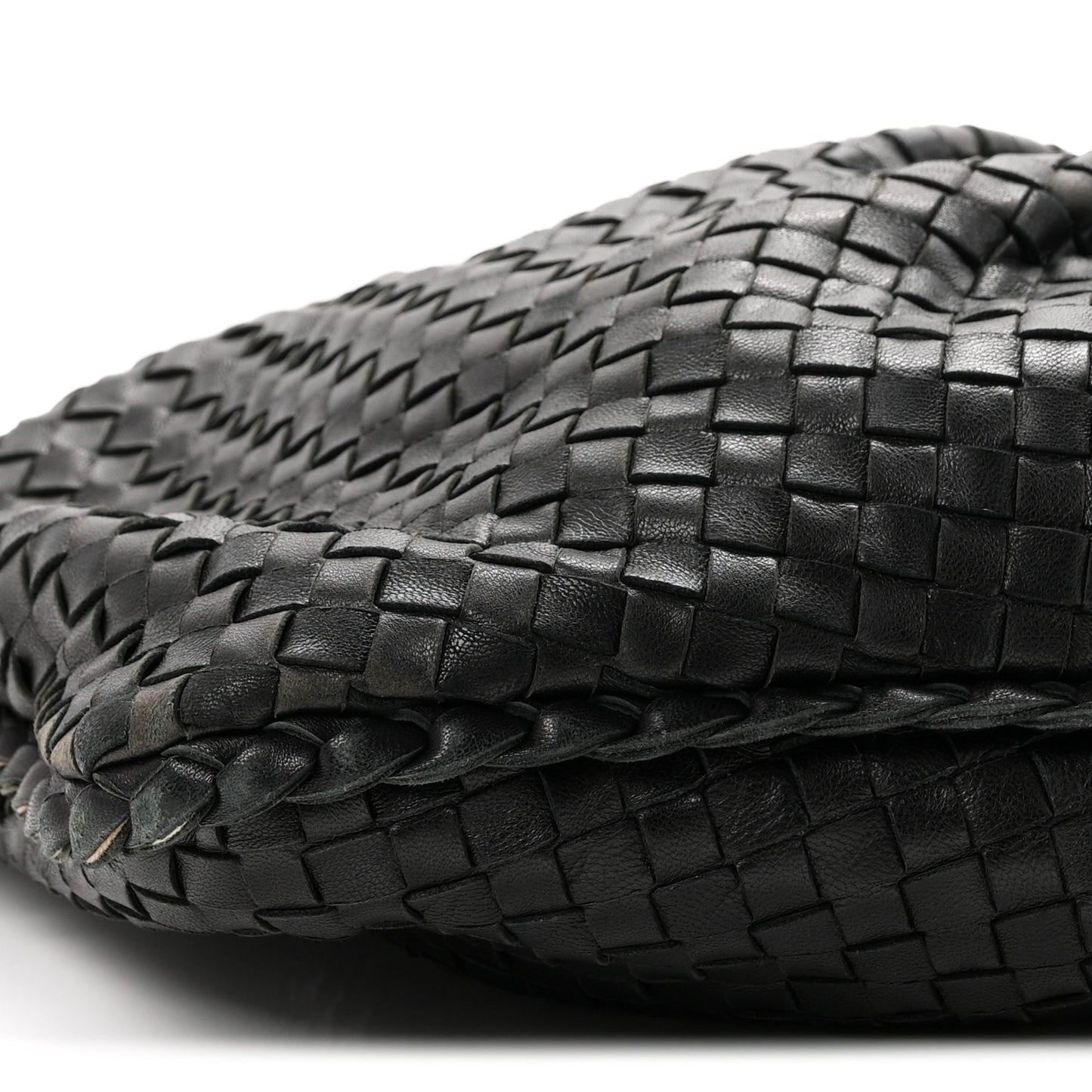 Nappa Intrecciato Pleated Large Veneta Hobo Black