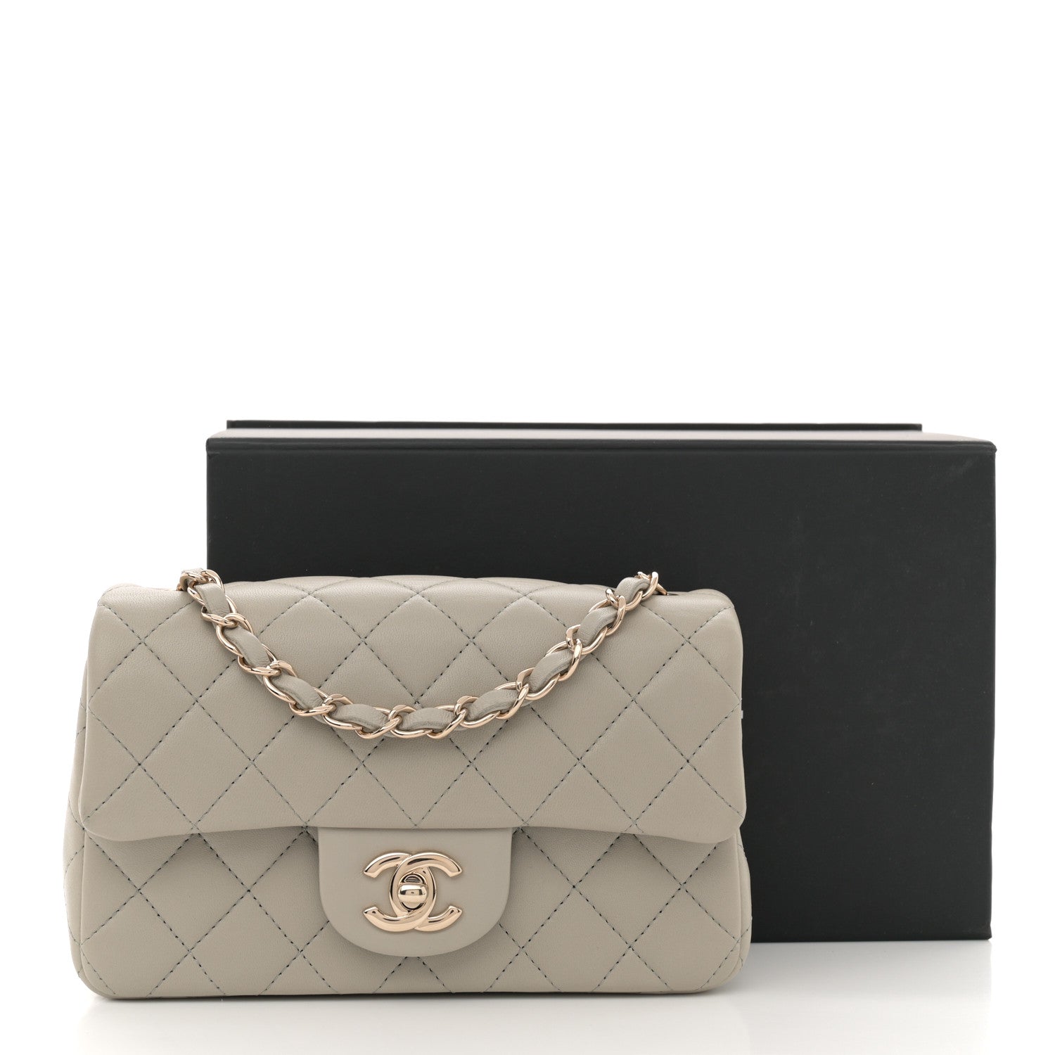 Chanel Lambskin Quilted Mini Rectangular Flap Grey 11 of 11
