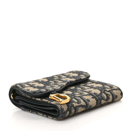 Christian Dior Oblique Saddle Lotus Wallet Blue 4 of 6