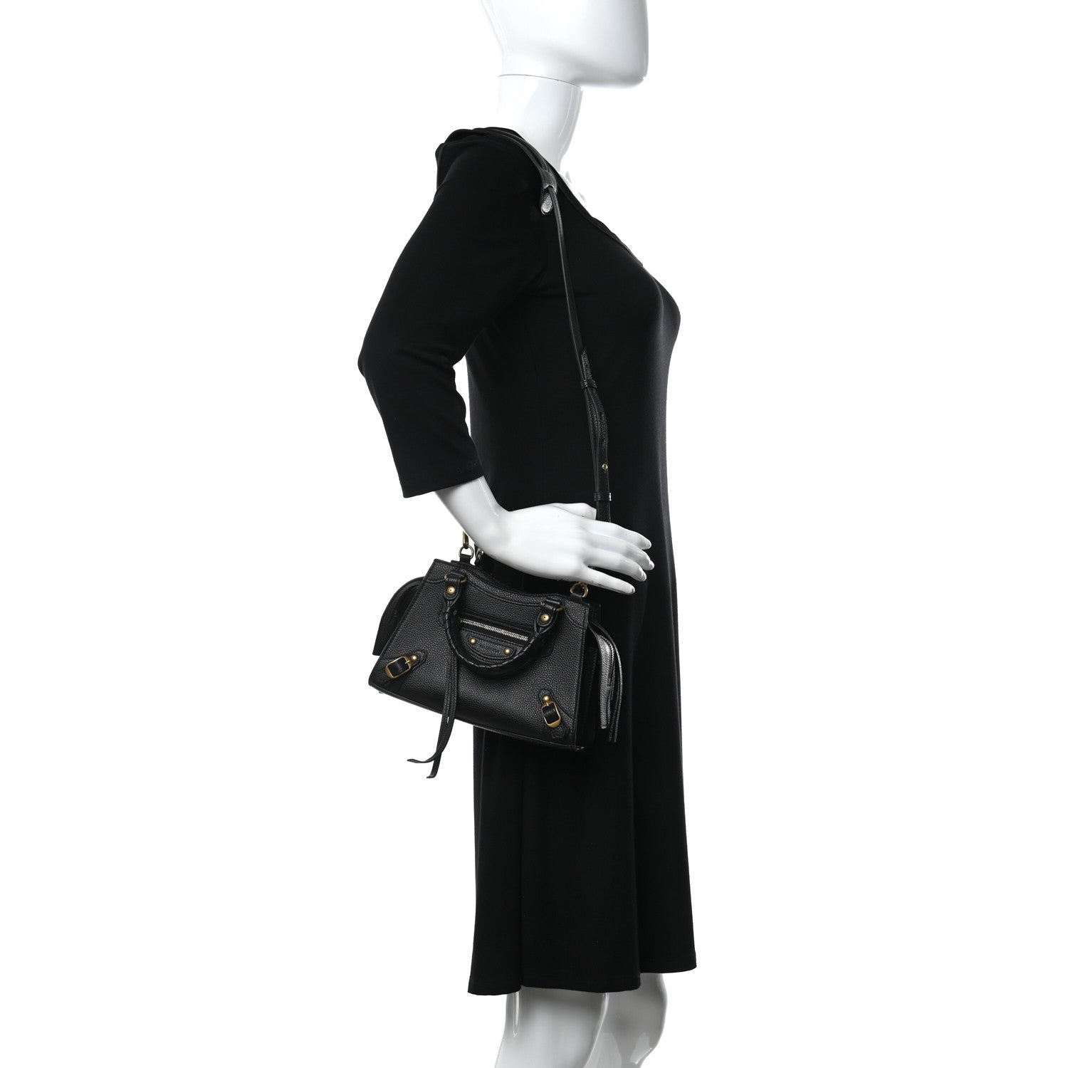 Balenciaga Grained Calfskin Neo Classic Gold Hardware Mini City Black 2 of 9