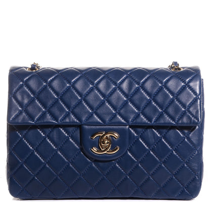 Chanel Lambskin Quilted Maxi Single Flap Dark Blue 1 of 9