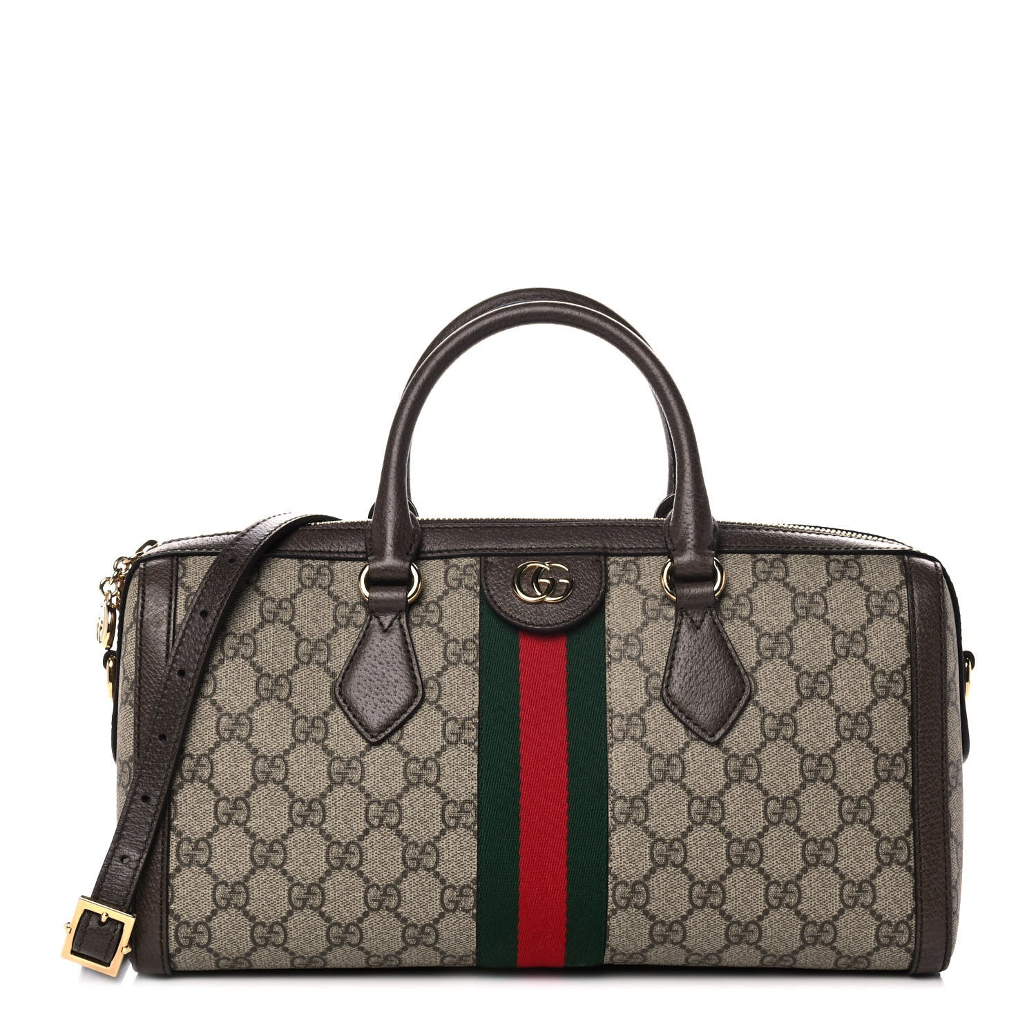 Gucci GG Supreme Monogram Web Medium Ophidia Boston Brown 1 of 13