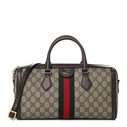 Gucci GG Supreme Monogram Web Medium Ophidia Boston Brown 1 of 13