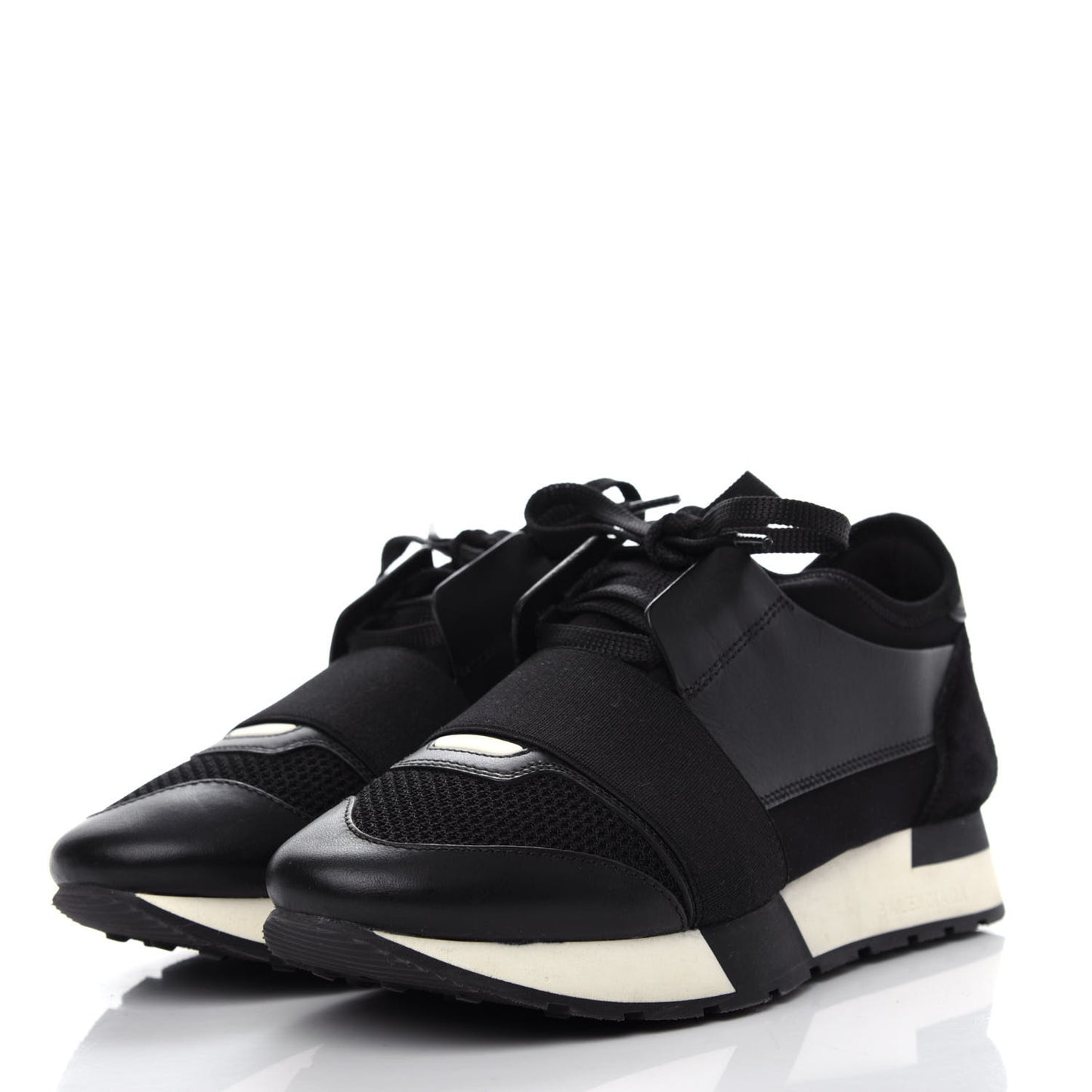 Mesh Calfskin Neoprene Suede Womens Race Runner Sneakers 37 Black