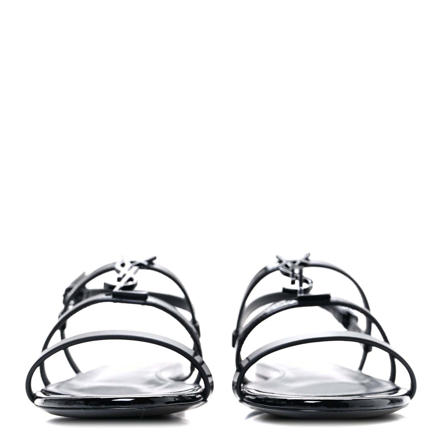 Patent Calfskin Cassandra Monogram Sandals 35 Black