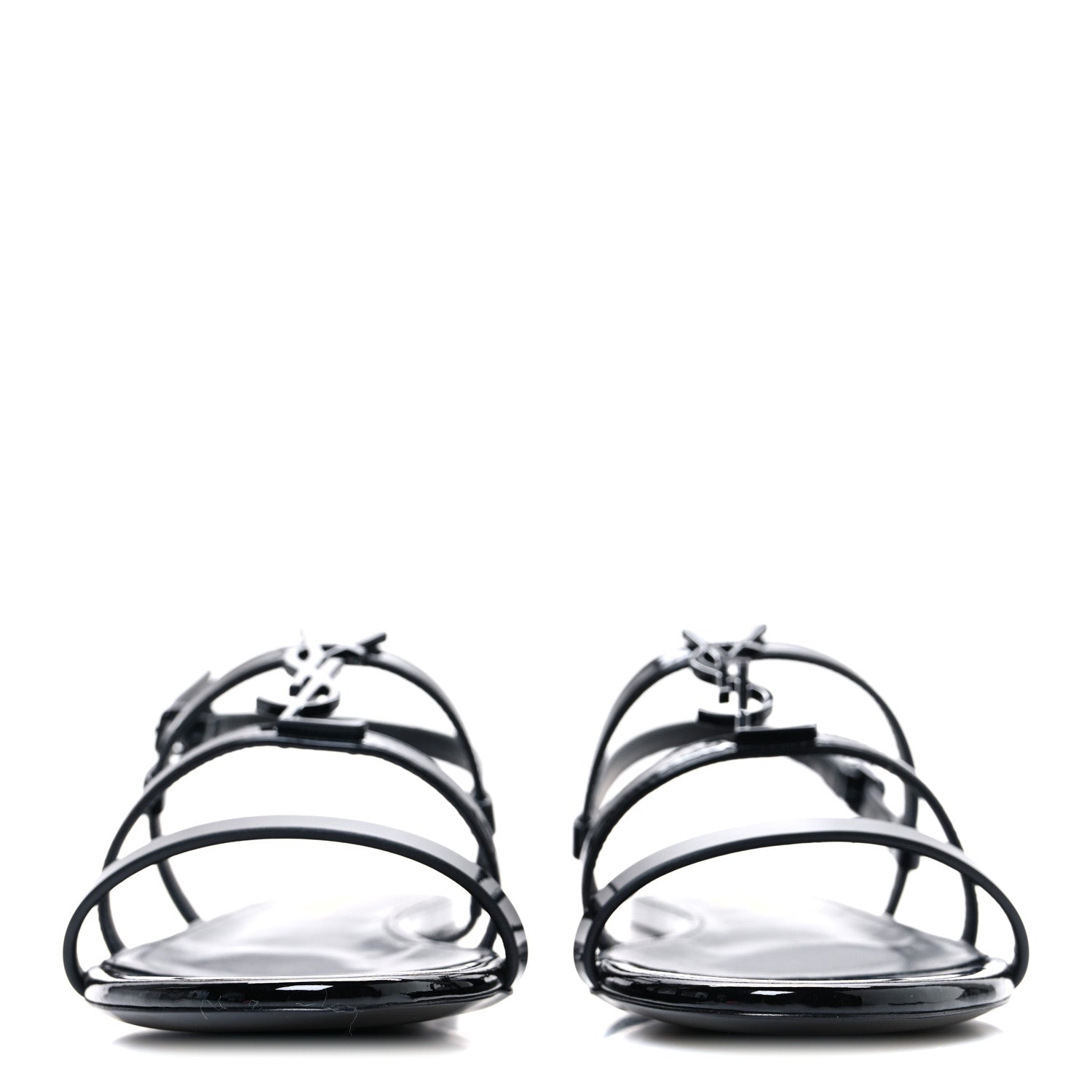Saint Laurent Patent Calfskin Cassandra Monogram Sandals 35 Black 3 of 11