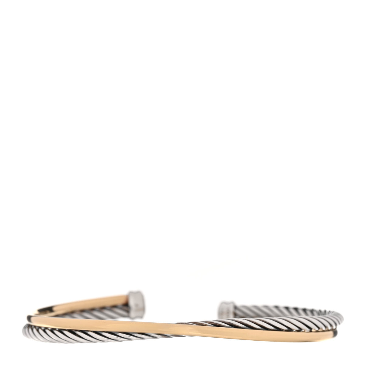 Sterling Silver 18K Yellow Gold 3mm Crossover Cuff Bracelet