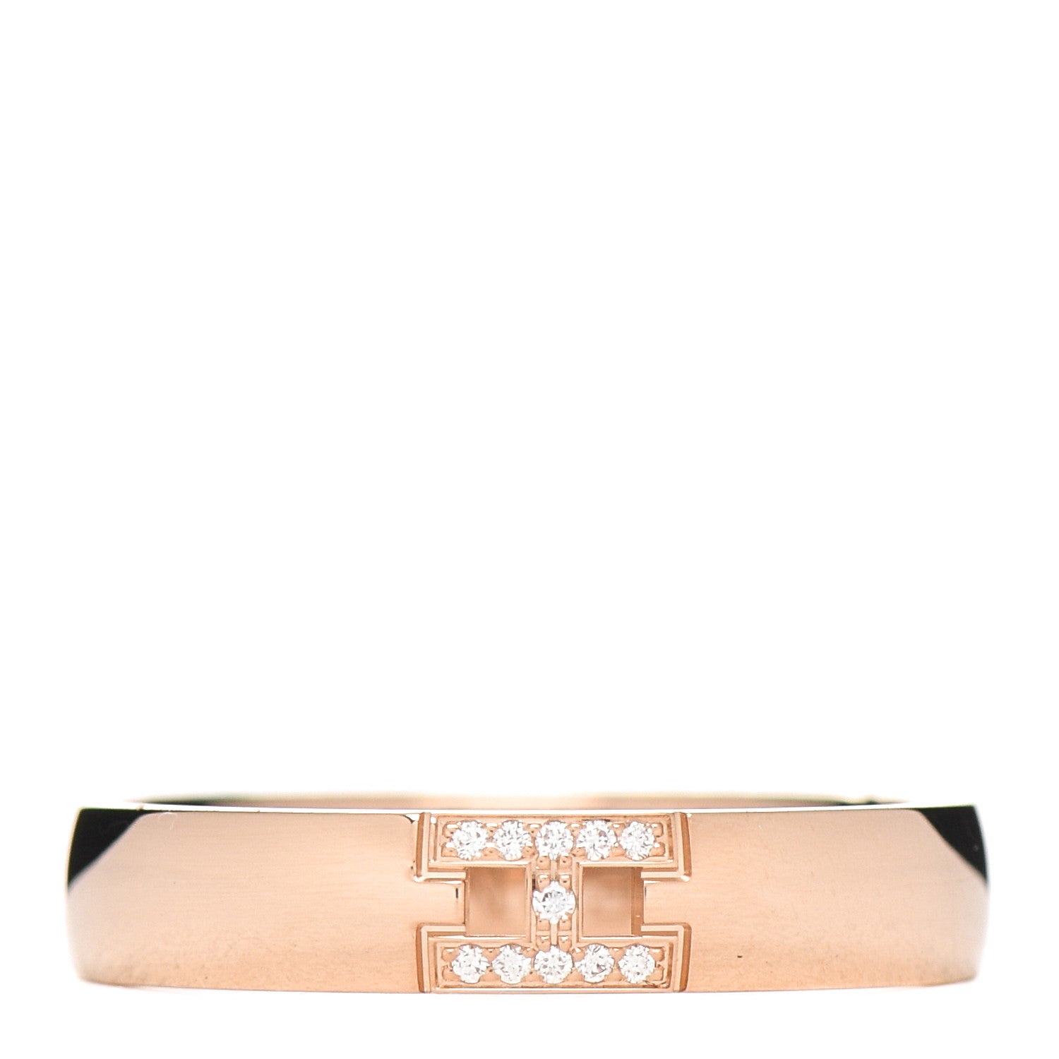 Hermes 18K Rose Gold Diamond Ever Herakles Wedding Band Ring 51 5.75 1 of 5
