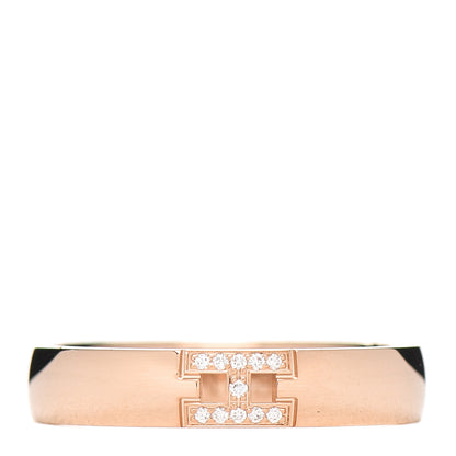 Hermes 18K Rose Gold Diamond Ever Herakles Wedding Band Ring 51 5.75 1 of 5