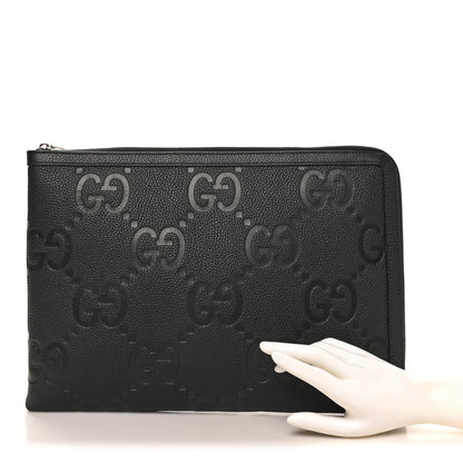 Gucci Piuma Calfskin Jumbo GG Embossed Document Case Black 2 of 7