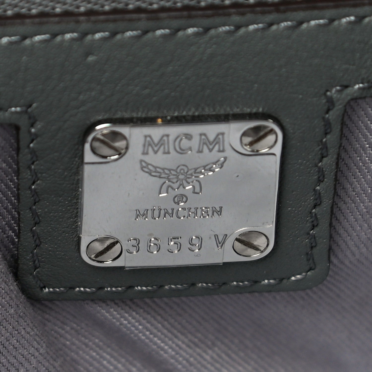 MCM Calfskin Ottomar Monogram Medium Klara Top Zip Tote Charcoal 6 of 11
