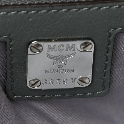 MCM Calfskin Ottomar Monogram Medium Klara Top Zip Tote Charcoal 6 of 11