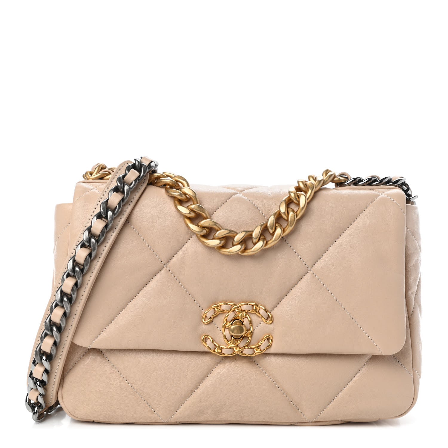 Chanel Lambskin Quilted Medium Chanel 19 Flap Beige 1 of 8