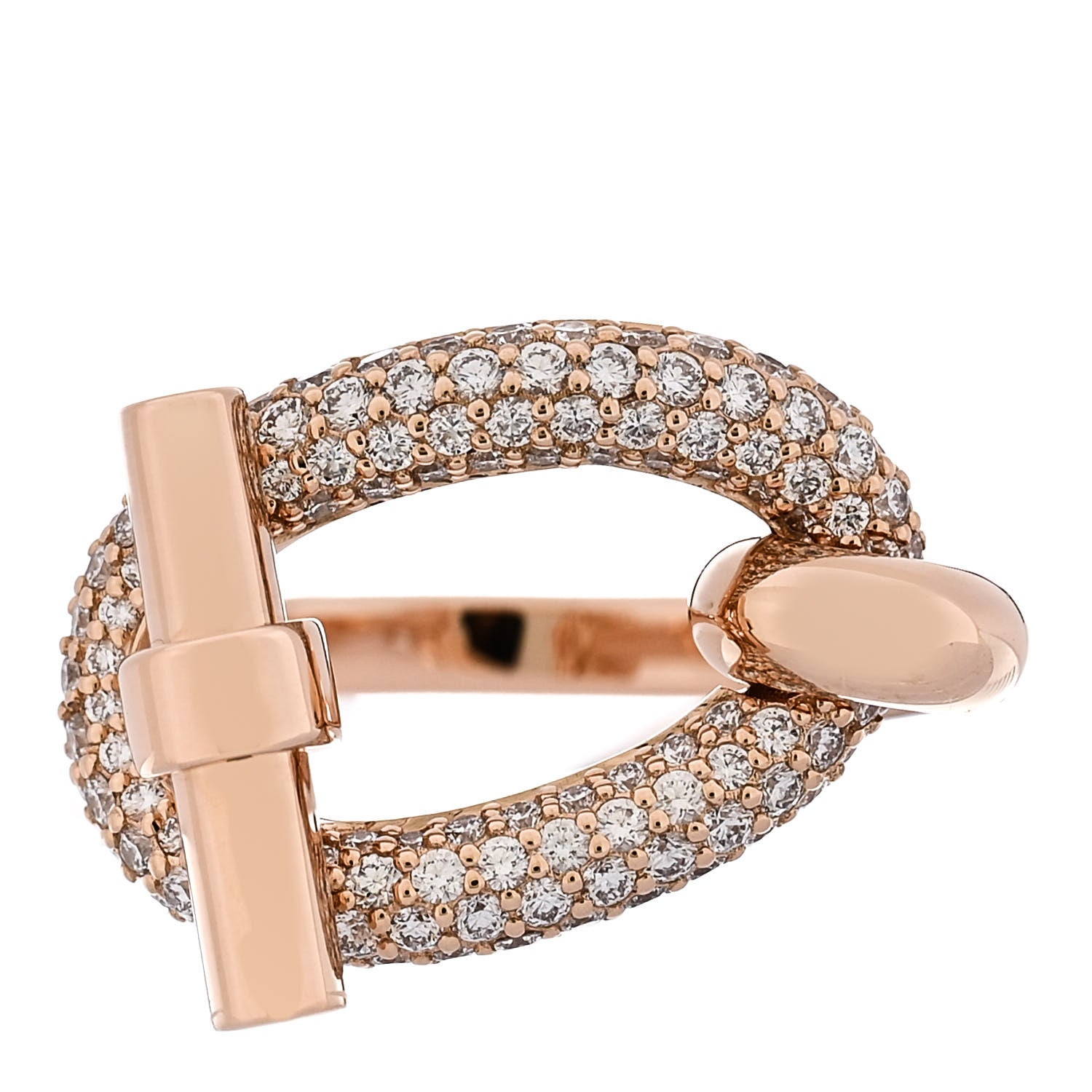 Hermes 18K Rose Gold Diamond Adage Ring 53 6.25 1 of 7