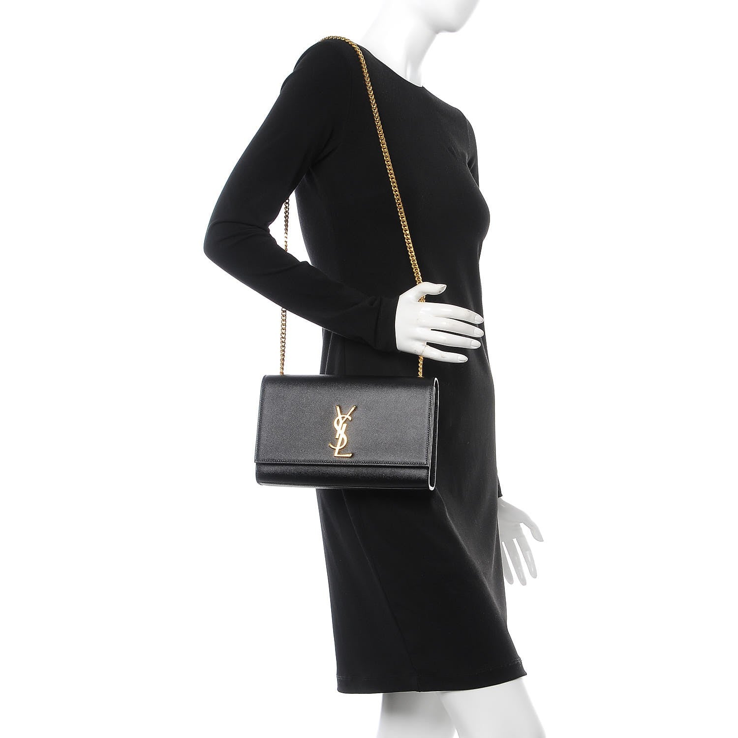 Saint Laurent Grain De Poudre Medium Classic Monogram Kate Satchel Black 2 of 7