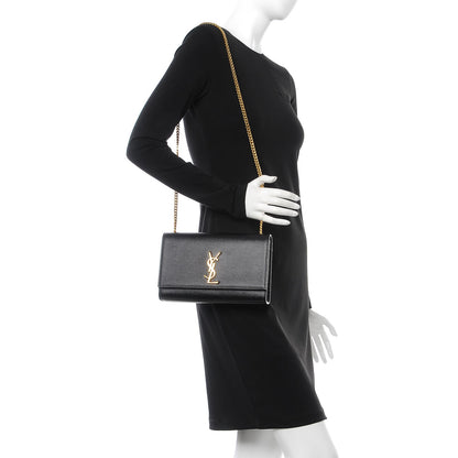 Saint Laurent Grain De Poudre Medium Classic Monogram Kate Satchel Black 2 of 7