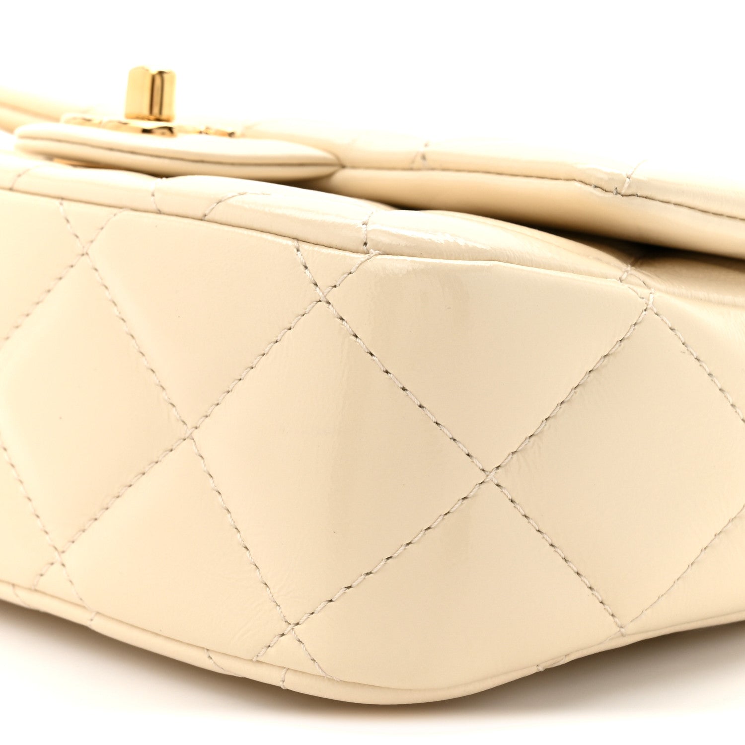 Chanel Shiny Lambskin Quilted Golden Links Top Handle Flap White 9 of 11