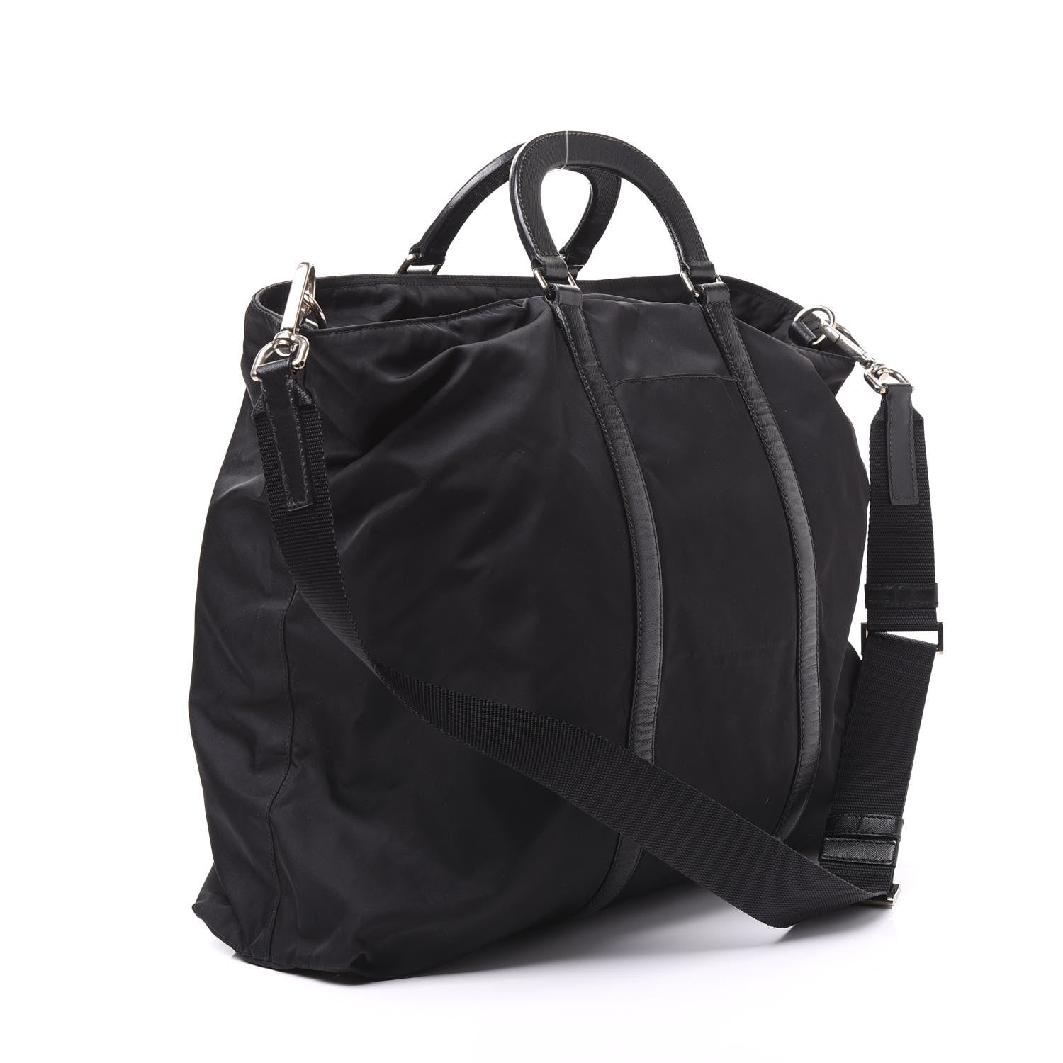 Prada Tessuto Nylon Saffiano Weekender Black 2 of 8