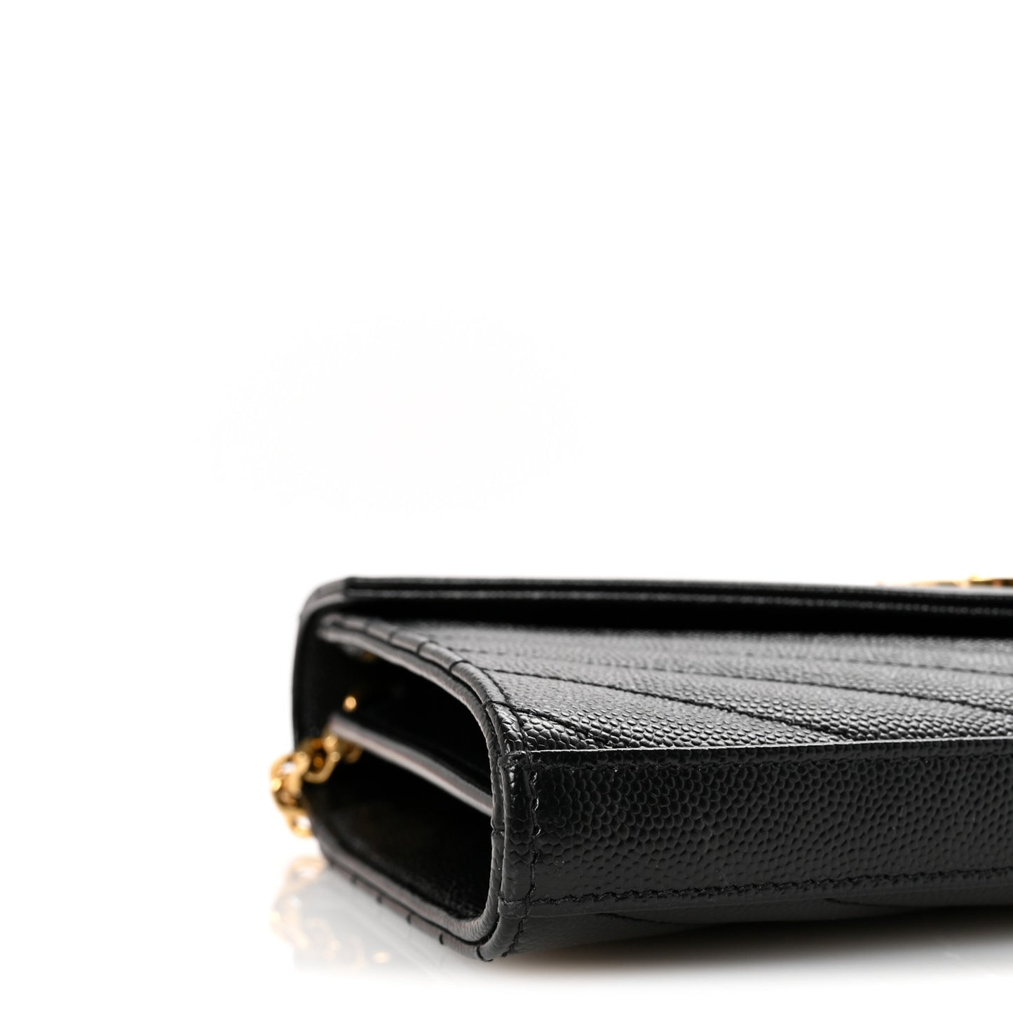 Grain De Poudre Matelasse Chevron Monogram Chain Wallet Black