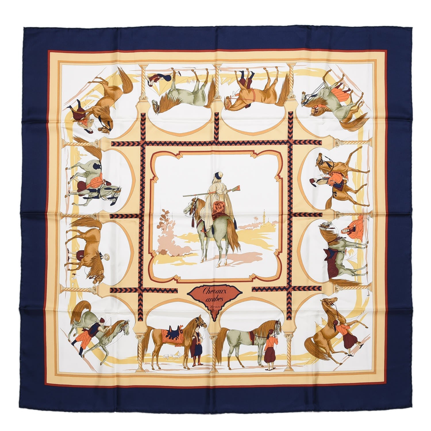 Hermes Silk Chevaux Arabes Scarf 90 1 of 5