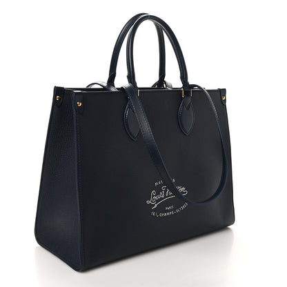 Louis Vuitton Grained Calfskin Nautical Onthego MM Navy Blue 3 of 9