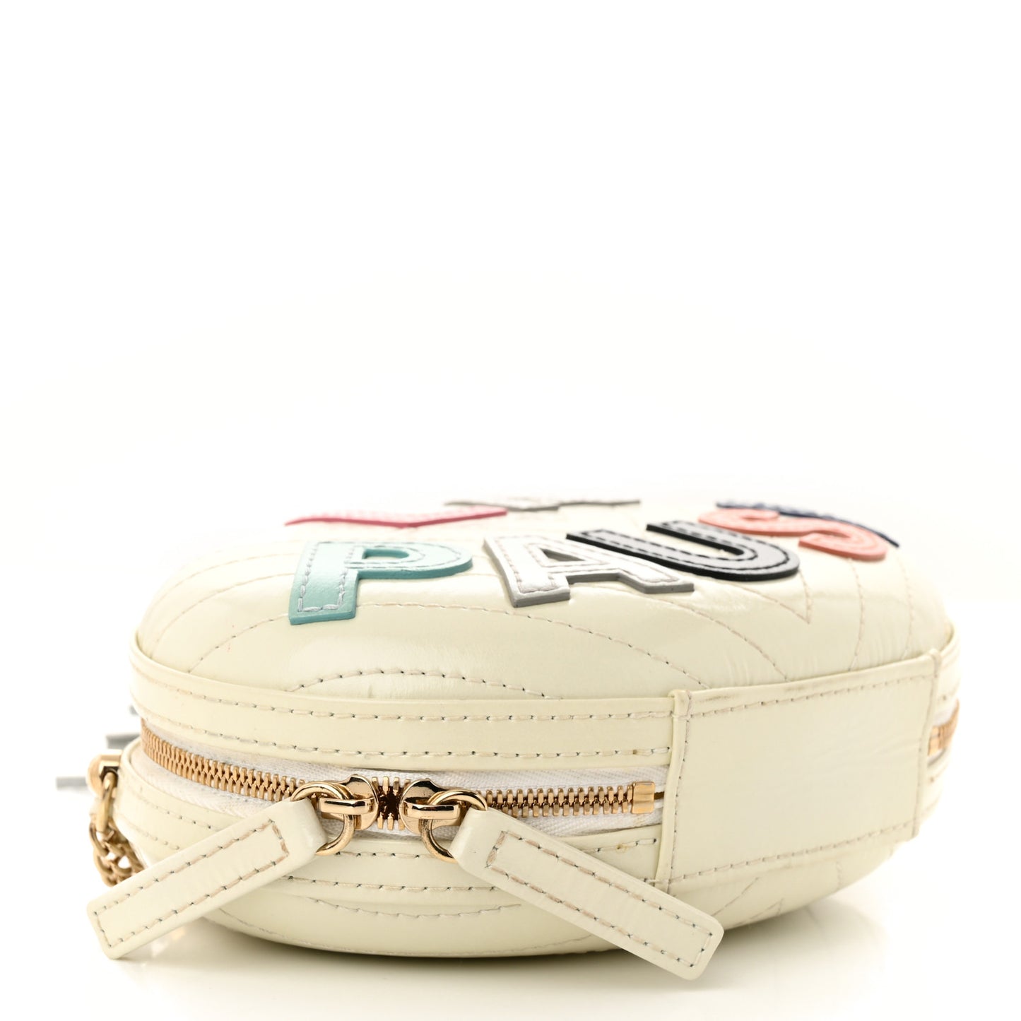 Embroidered Lambskin Chevron Quilted La Pausa Evening Bag White
