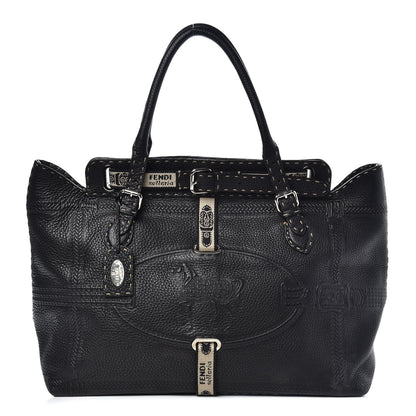 Fendi Calfskin Romano Selleria Large Villa Borghese Tote Black 1 of 10