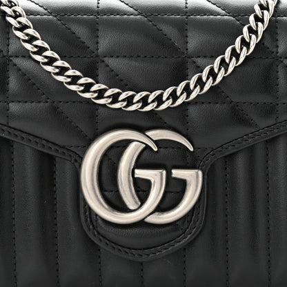 Gucci Calfskin Matelasse Aria GG Marmont Chain Wallet Black 9 of 12