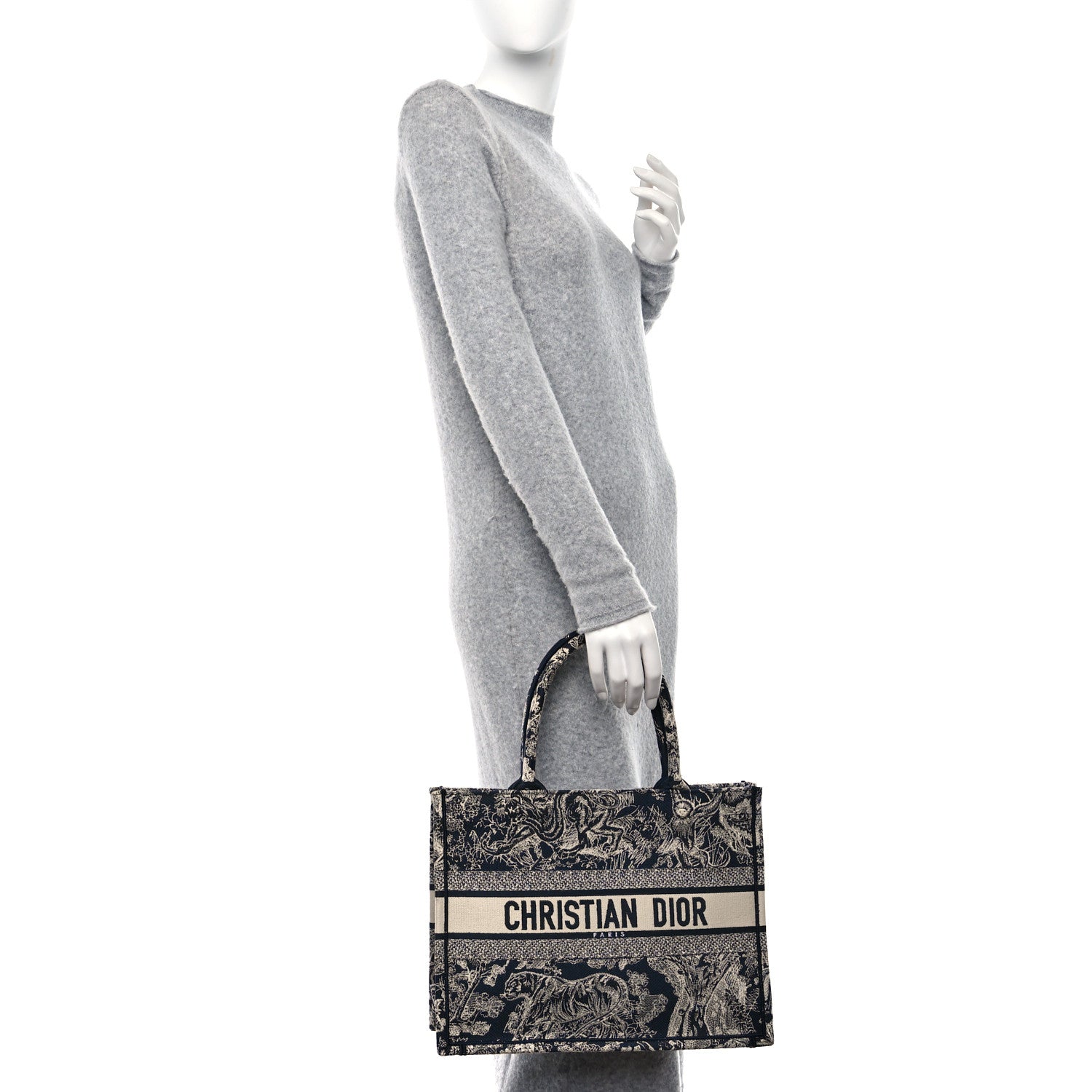 Christian Dior Canvas Embroidered Medium Toile De Jouy Reverse Book Tote Blue 3 of 10