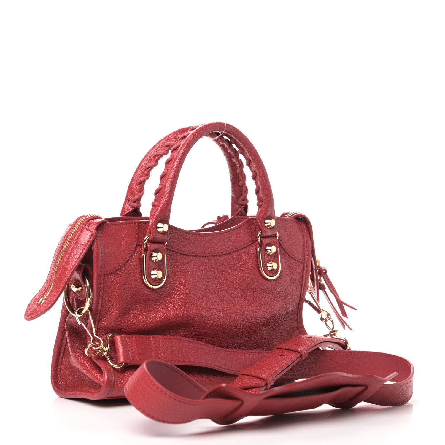 Balenciaga Chevre Gold Metallic Edge Hardware Mini City Rouge Grenade 2 of 8