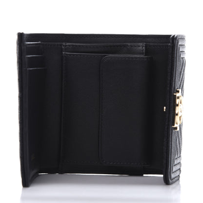 Chanel Caviar Chevron Quilted Boy Compact Wallet Black 5 of 9