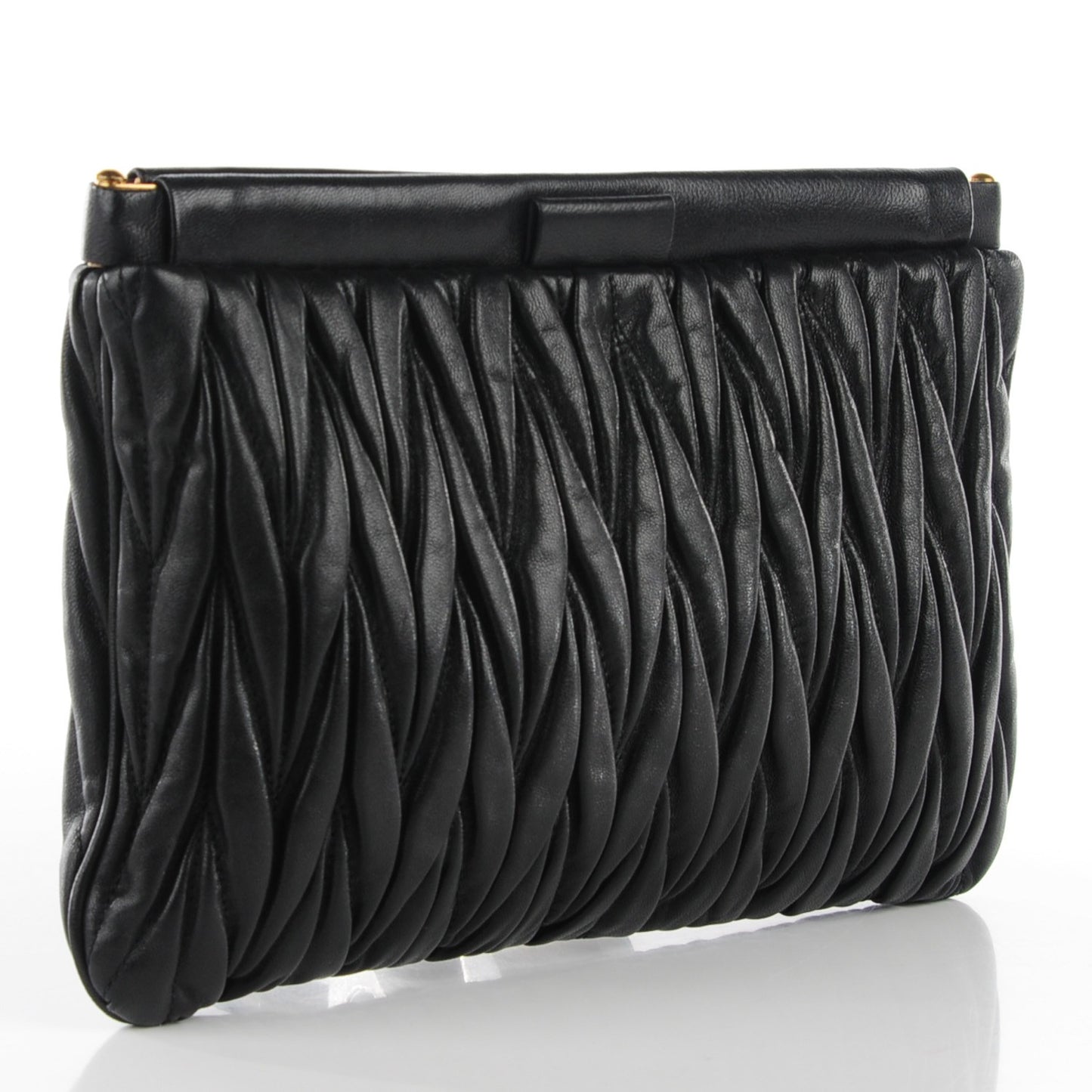 Leather Matelasse Lux Clutch Black