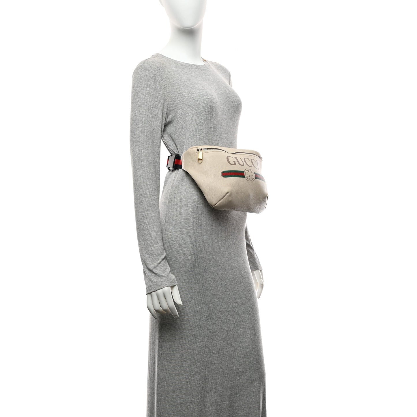 Grained Calfskin Logo Belt Bag White