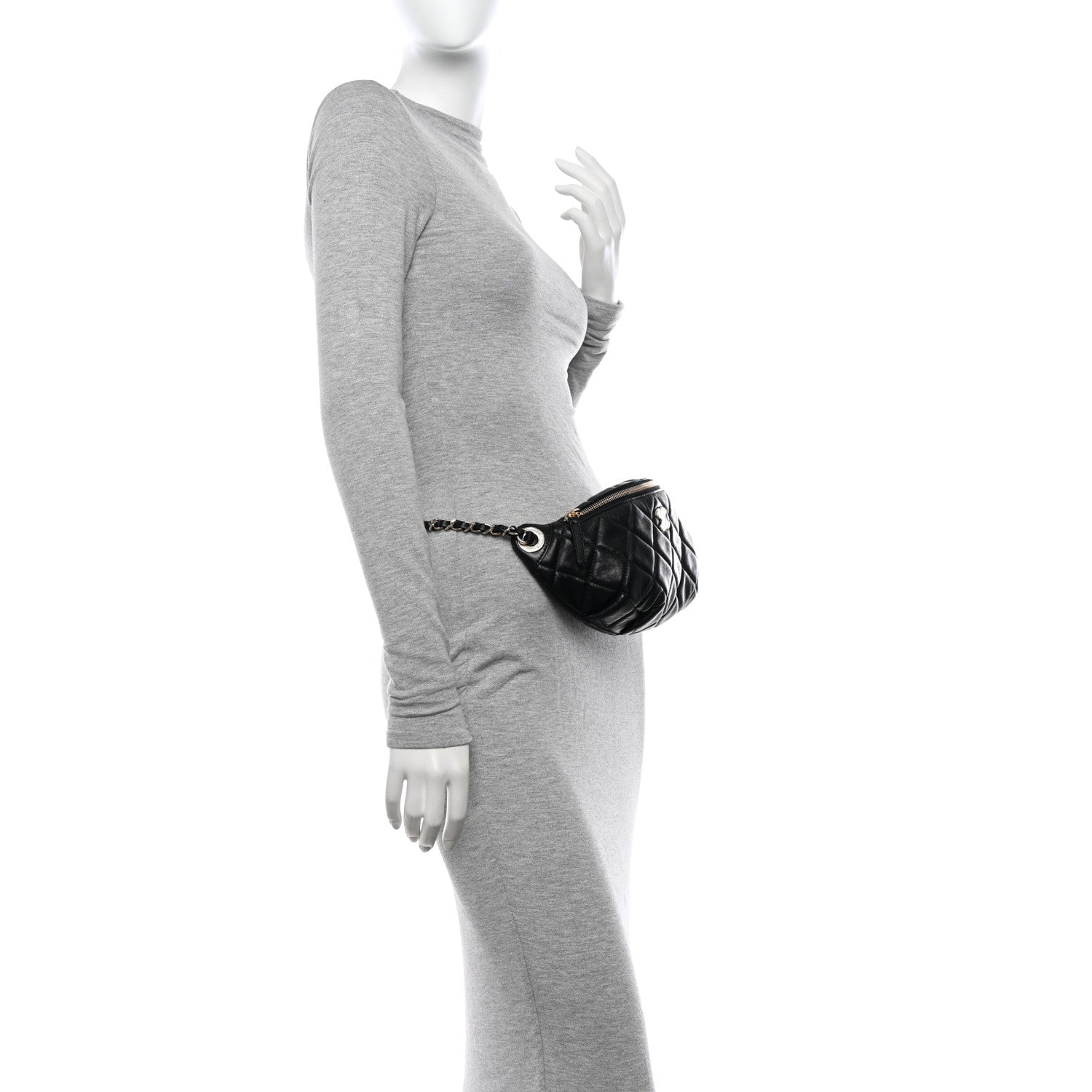 Chanel Lambskin Quilted Waist Bag Fanny Pack Black 3 of 13
