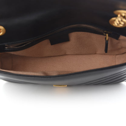 Gucci Calfskin Matelasse Small GG Marmont Shoulder Bag Black 5 of 8