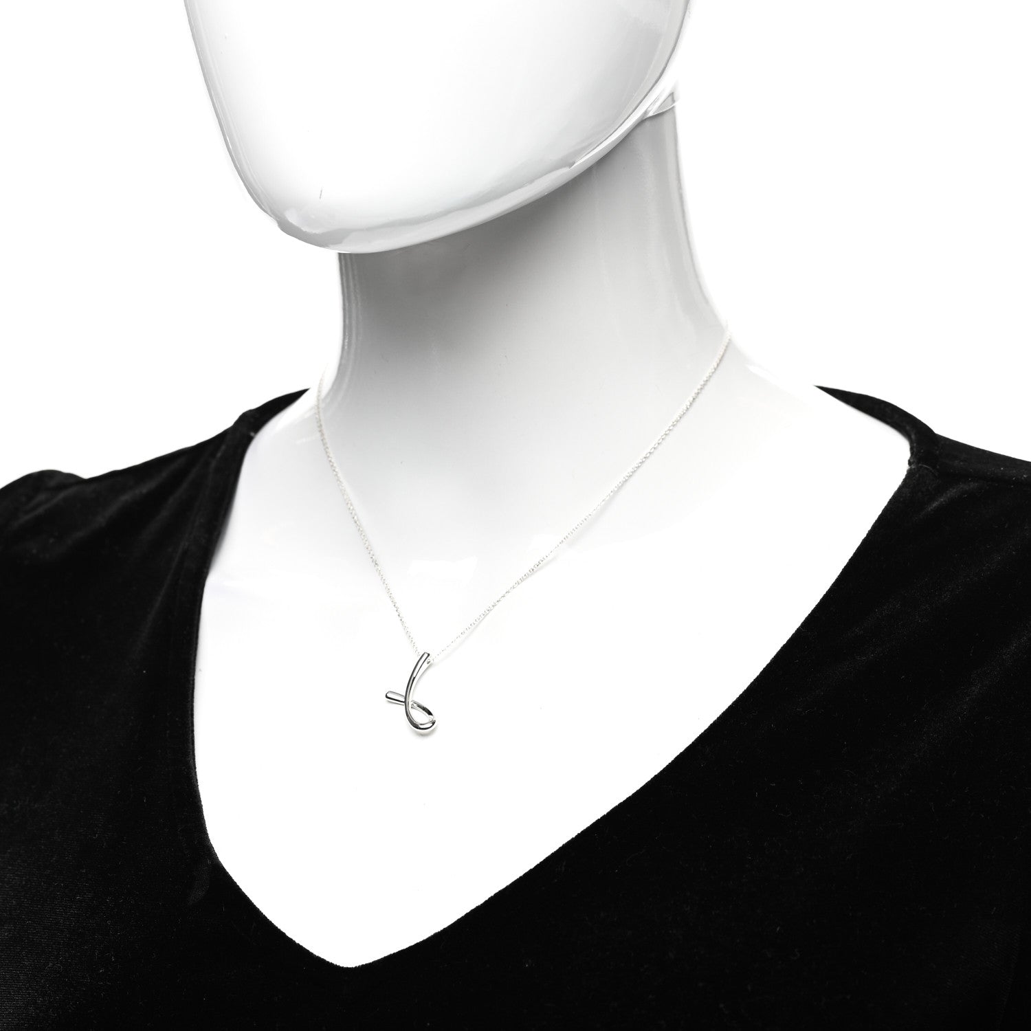Tiffany Sterling Silver Elsa Peretti Letter J Pendant Necklace 2 of 7