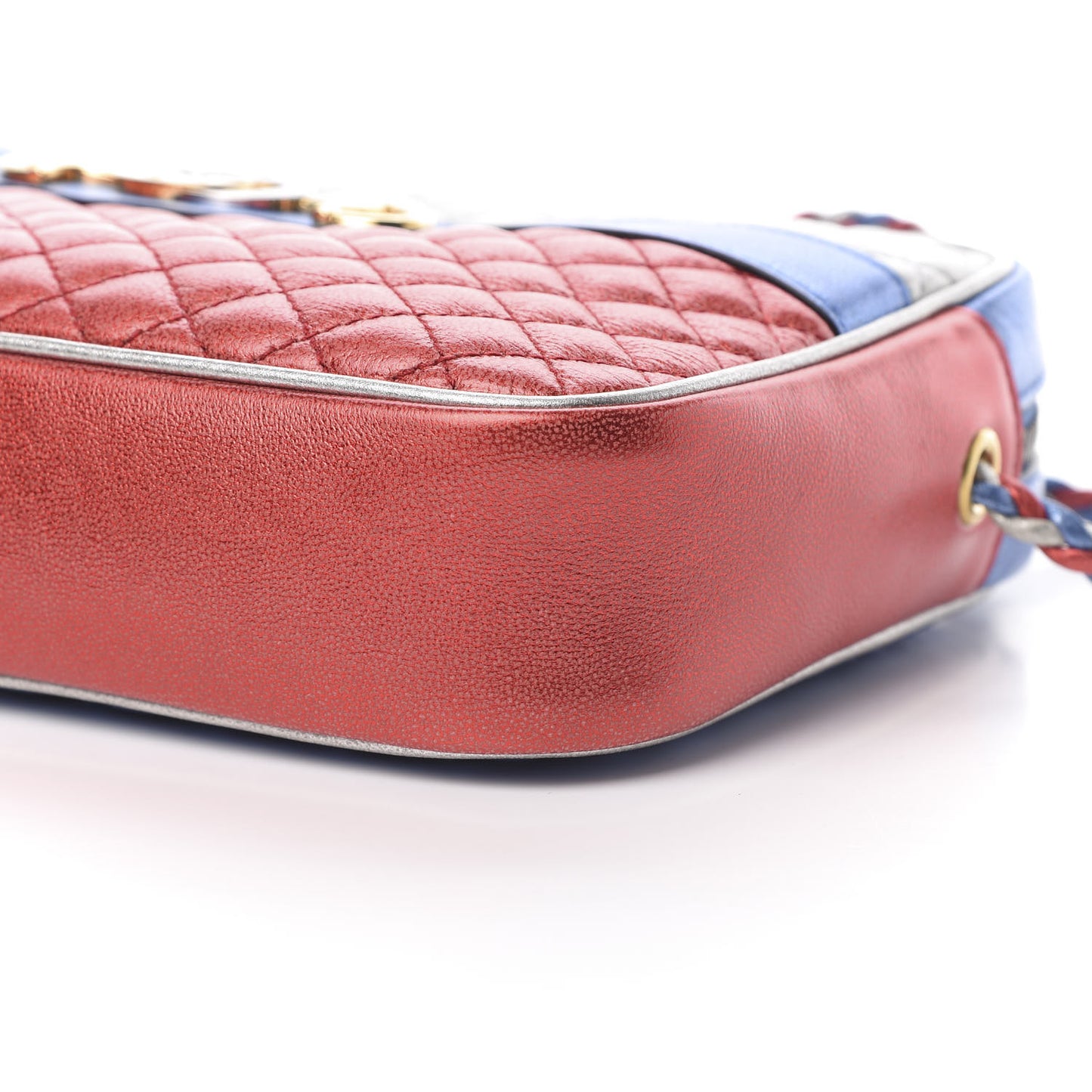 Laminated Nappa Trapuntata Small Zumi Shoulder Bag Rosso Marine Argento