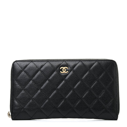 Chanel Caviar Quilted Large Gusset Zip Around Wallet Black 1 of 8