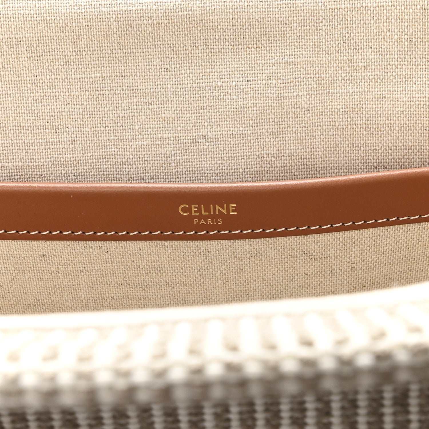 Celine Canvas Calfskin Striped Triomphe Large Cabas Beige 6 of 10