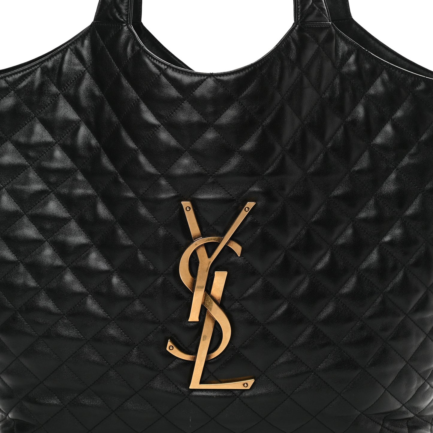 Lambskin Quilted Maxi Icare Shopping Tote Black