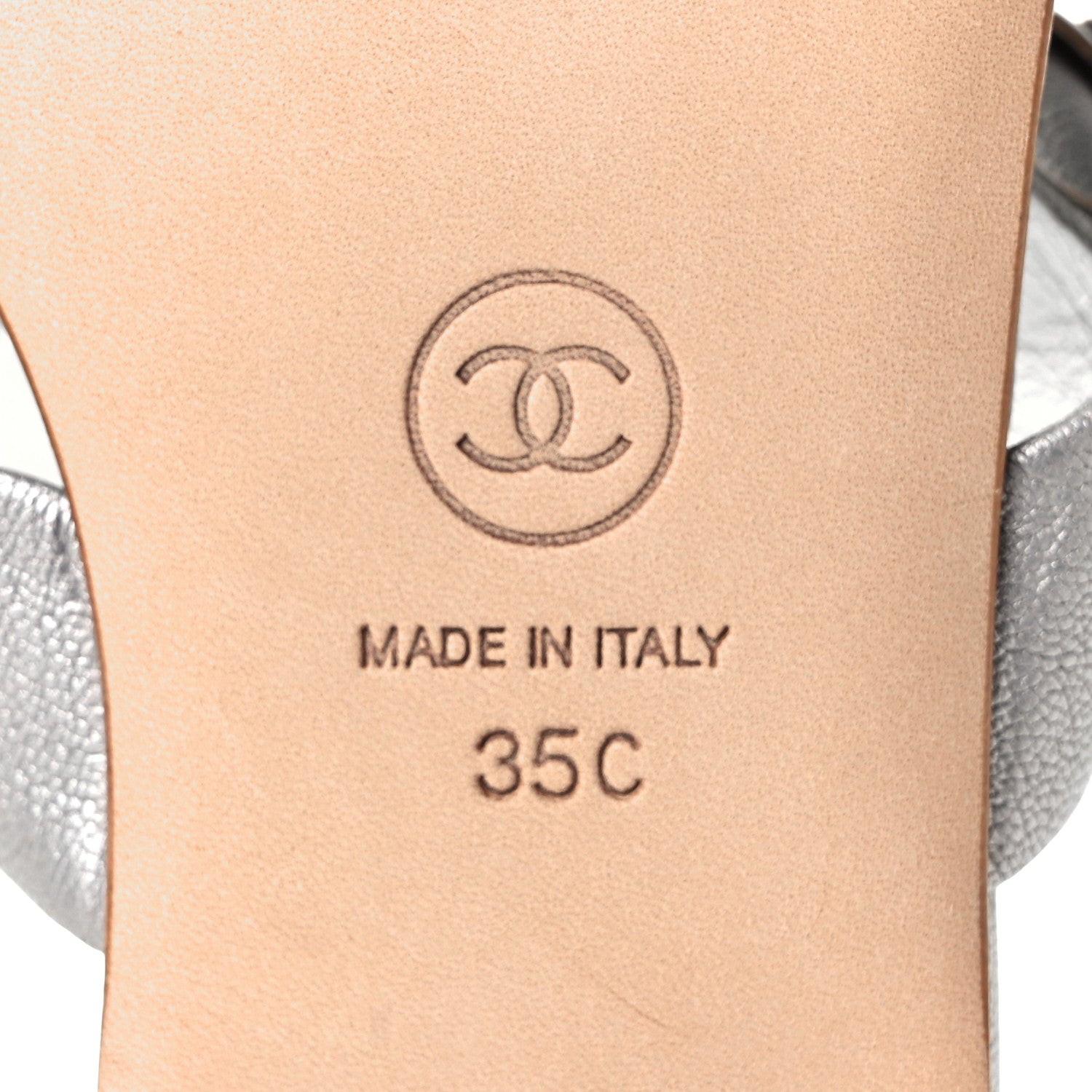 Chanel Metallic Lambskin Camellia Slide Sandals 35 Silver 6 of 9
