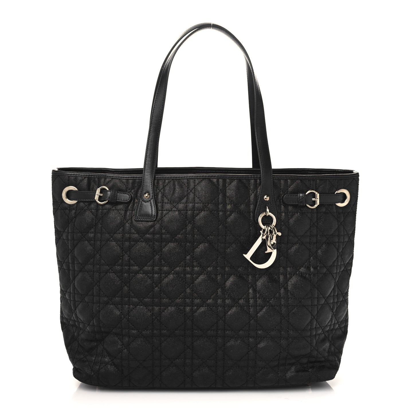 Coated Canvas Cannage Medium Panarea Tote Black