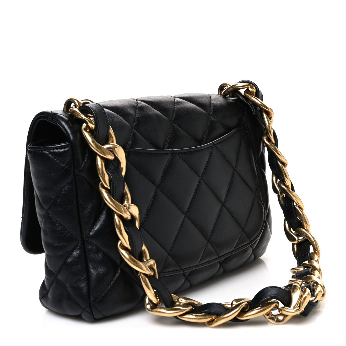 Lambskin Quilted Small Funky Town Flap Black