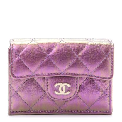 Chanel Iridescent Lambskin Small Quilted Flap Wallet Purple 1 of 9