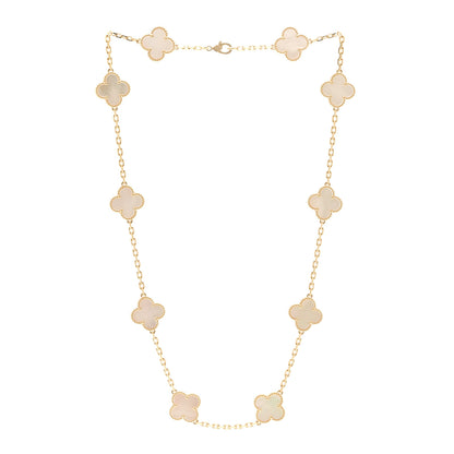 Van Cleef & Arpels 18K Yellow Gold Mother of Pearl 10 Motifs Vintage Alhambra Necklace 3 of 6