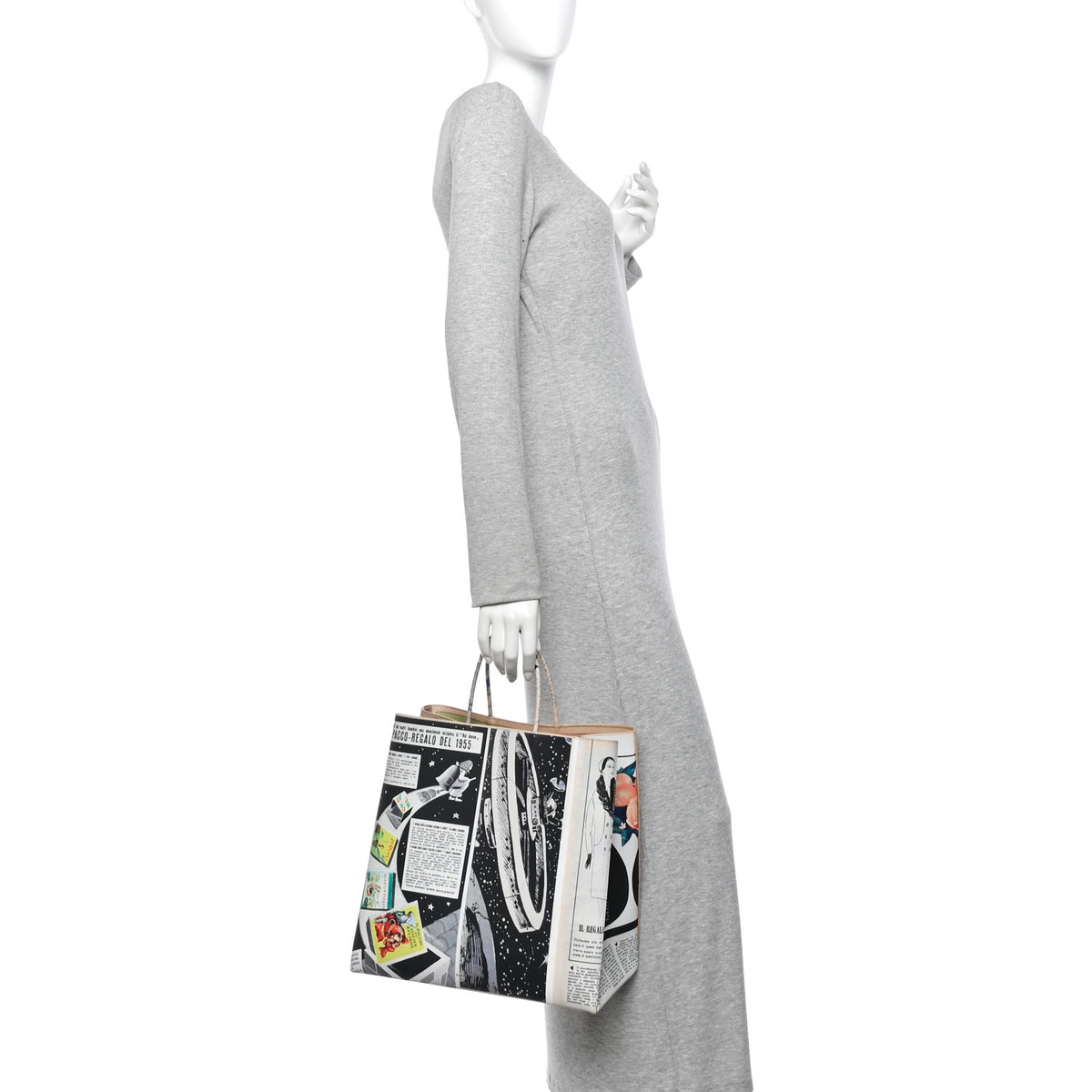 Printed Calfskin Medium Newspaper Tote Bag