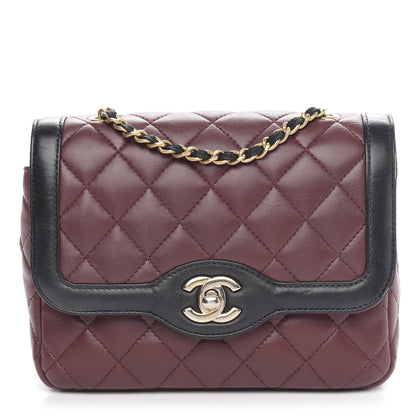 Chanel Lambskin Quilted Mini Two Tone Day Flap Burgundy 1 of 15