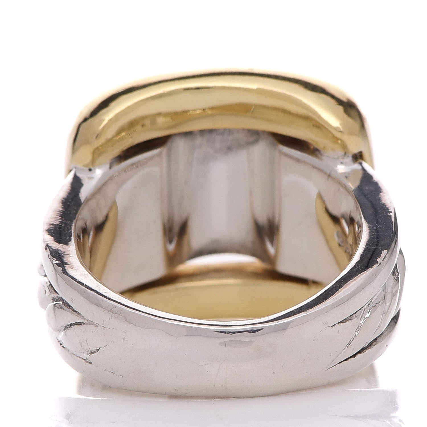 David Yurman Sterling Silver 18K Yellow Gold Buckle Ring 49 4.75 4 of 6