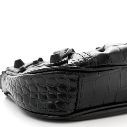 Balenciaga Extra Supple Calfskin Crystal Crocodile Embossed Le Cagole Mini Purse With Chain Black 10 of 12